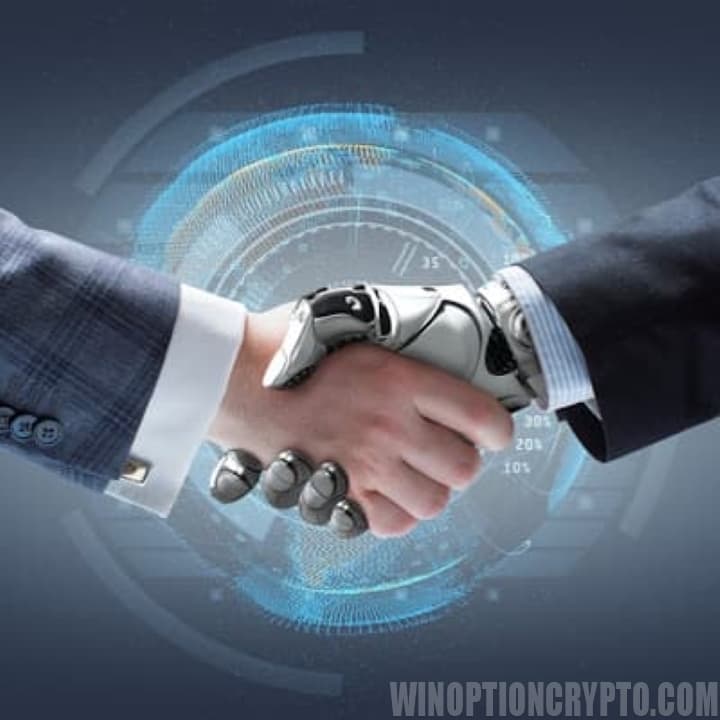 man shaking hands with robot