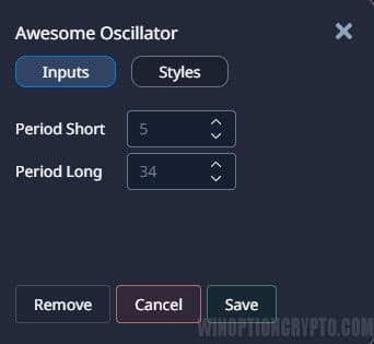 Awesome Oscillator settings