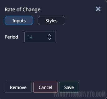 Rate of Change settings