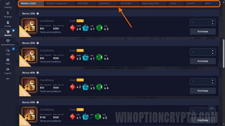 promotional codes and bonuses in pocket option