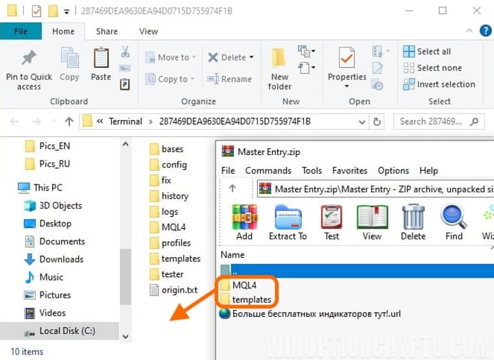 folders in the templates and mql4 archive