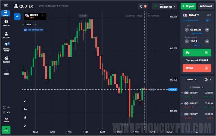 quotex broker mobile app chart