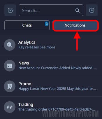 notifications from broker Pocket Option