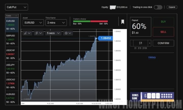 Alpari binary options broker interface