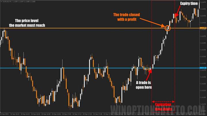 сделка бинарного опциона с касанием уровня