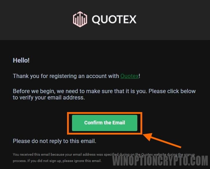 email confirmation in quotex