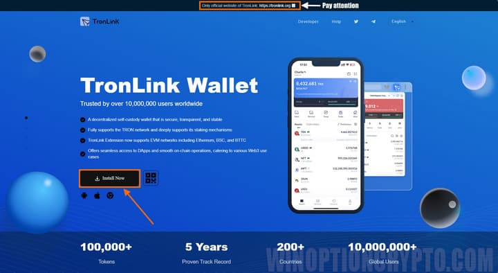 криптовалютный кошелек tronlink в WinOptionGame 