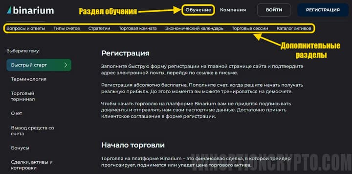 обучение трейдингу в Binarium