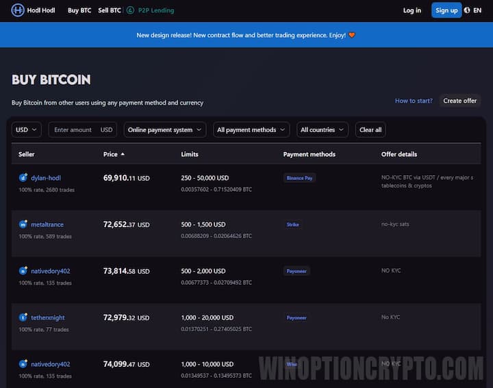 platform for p2p exchange hold hold