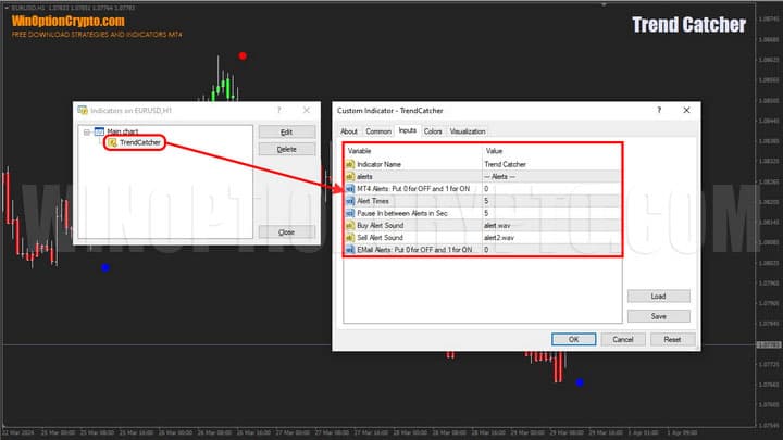 settings in trend catcher