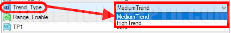 setting the trand type parameter in forexhub system