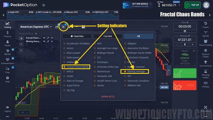 choosing and installing indicators in fractal chaos bands