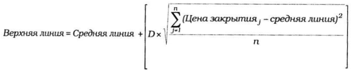 формула расчета верхней линии полос Боллинджера